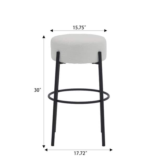 30" Tall, Set of 2 Round Bar Stools, Black Metal legs Stool